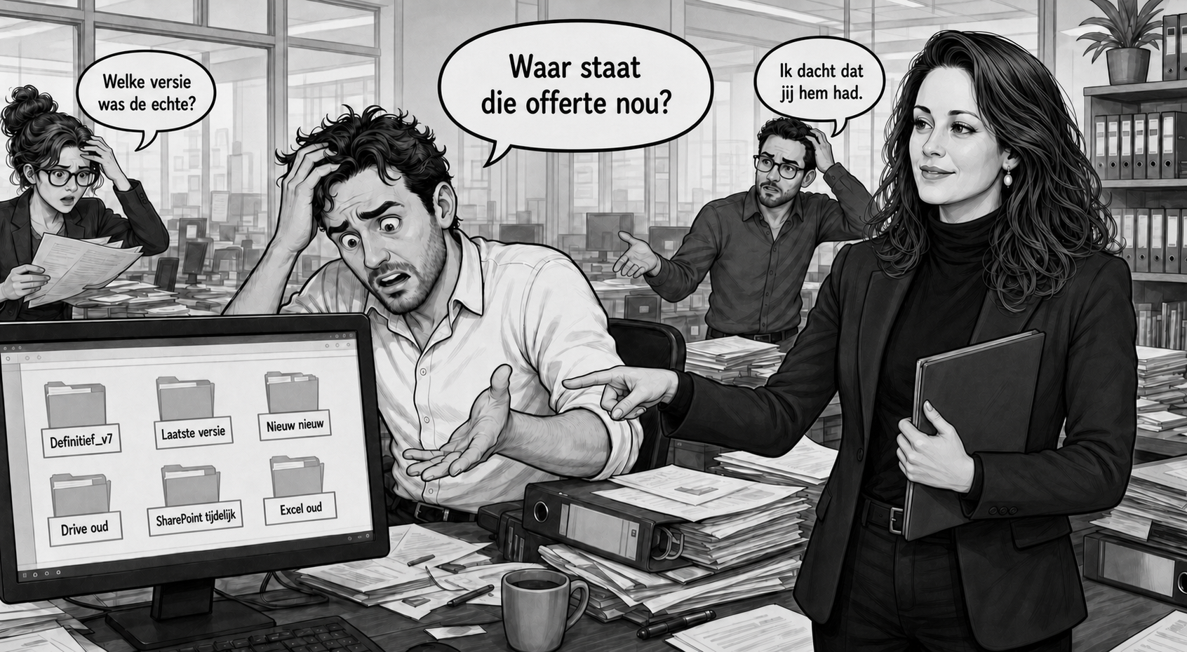 Schermen vol bestanden als DEFINITIEF_v7 en NIEUW_laatsteversie. Welke was nou de echte?